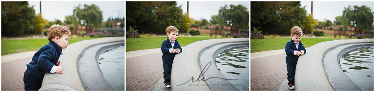Young boy playing near fountain | Chicago