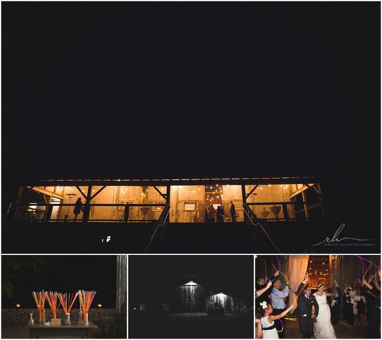 Wedding barn after dark | Glow stick send off | Chicago Wedding Photographer