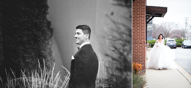 Groom waiting to see bride | Chicago Wedding Photographer | © Rebecca Hellyer Photography