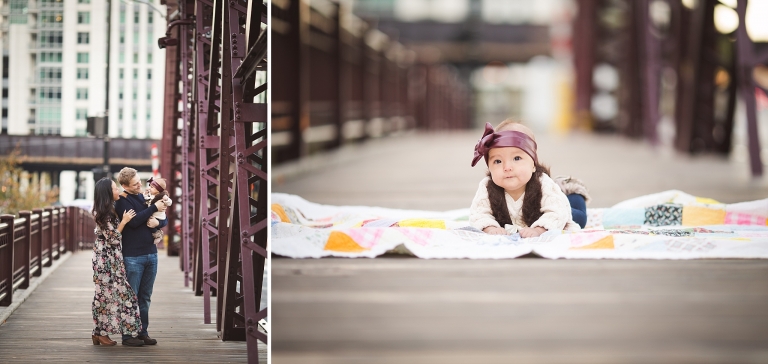 6 month baby photos | Kinzie Street Bridge Family Photos | Rebecca Hellyer Photography