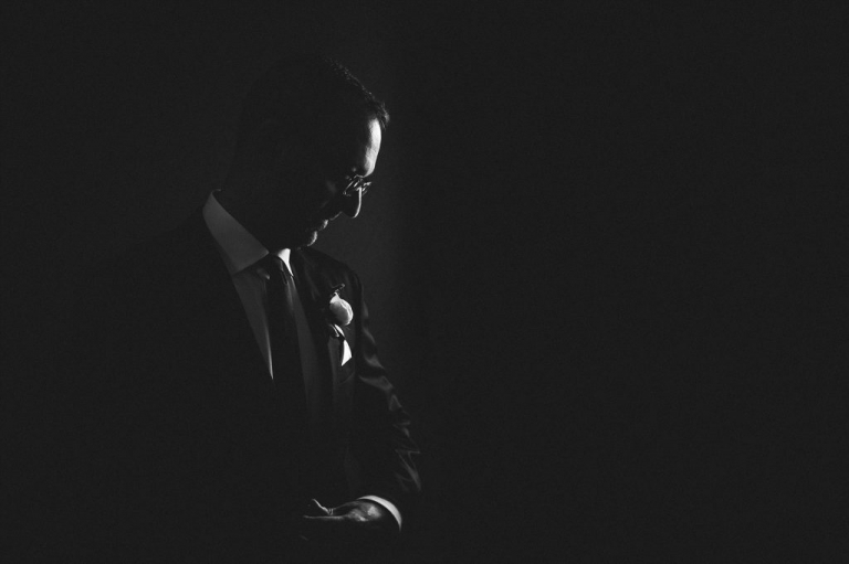 Moody black and white photos of the groom | Chicago wedding | © Rebecca Hellyer Photography