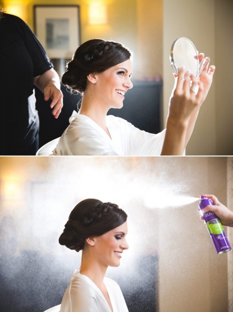 Gorgeous bride getting ready | Hairspray shot | Wedding photography | © Rebecca Hellyer Photography
