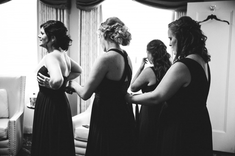 bridesmaids getting ready | © Rebecca Hellyer Photography