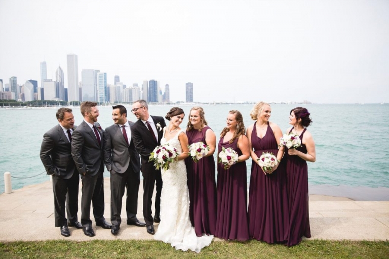 Bridal party at Adler Planetarium | Chicago wedding photographer | © Rebecca Hellyer Photography