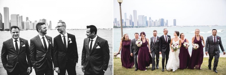 Wedding party photos | chicago skyline | chicago wedding © Rebecca Hellyer Photography