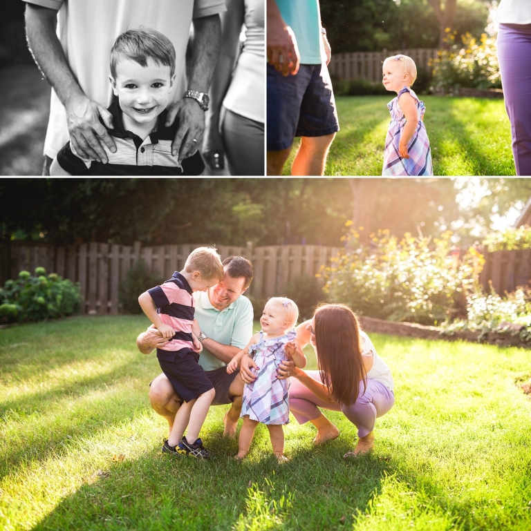 Family playing in backyard Northbrook Family Photographer | © Rebecca Hellyer Photography